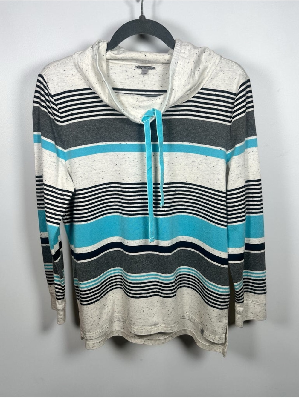 T by Talbots striped cowl neck sweatshirt hoodie, lightweight- Size Lp